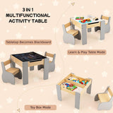 Multifunctional table, 2 removable and reversible panels