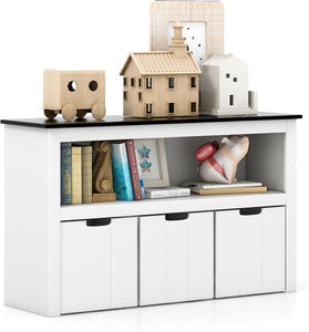 2-in-1 White Kids Toy Storage Unit | Childrens Storage Cabinet | 1 Shelf & 3 Drawers | 2 Colour Options