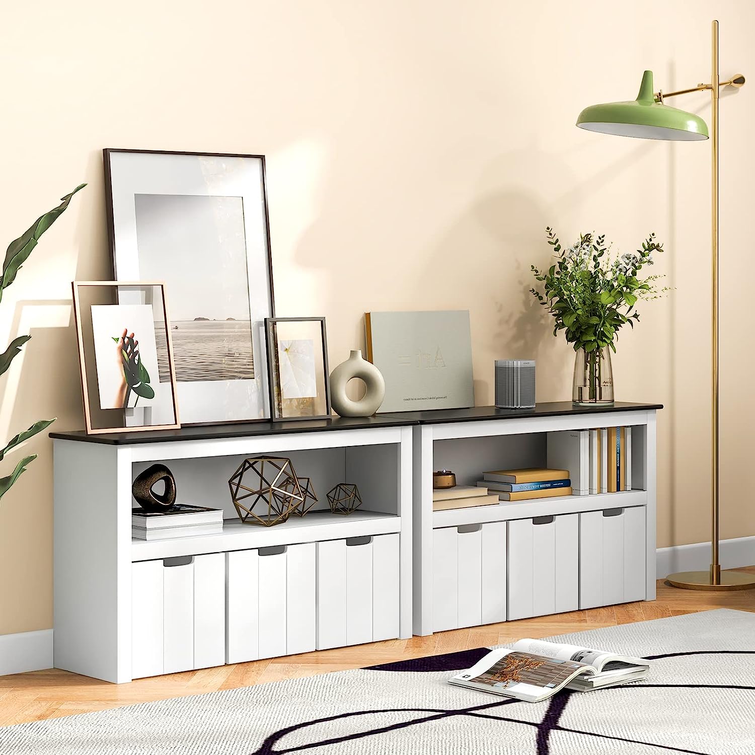 2 in 1 White Kids Toy Storage Unit 1 Shelf 3 Drawers www.littlehelper