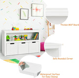 2-i-1 vit leksaksförvaringsenhet för barn | Förvaringsskåp | 1 Hylla | 3 lådor | 2 färger