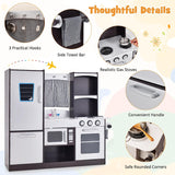 Simulation design such as the equipped telephone and water dispenser makes the kids' kitchen experience more realistic.