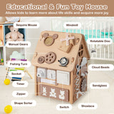 Montessori Wooden Sensory Busy Board | Learning Activity Toy for Toddlers | Interior Storage