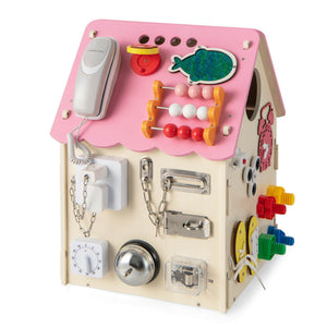 Veľká luxusná montessori senzorická tabuľa | vzdelávacia aktivita hračka | vnútorný úložný priestor | hracia skrinka | Ružová