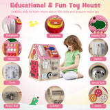 Duża tablica do zajęć sensorycznych Montessori Deluxe | Zabawka do nauki | Przechowywanie wewnętrzne | Pozytywka w kolorze różowym