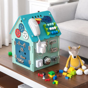 Gran tablero sensorial montessori de lujo | juguete de actividad de aprendizaje | almacenamiento interior | Caja de música 