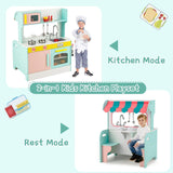 Crianças de dois lados Montessori brincam na cozinha e na lanchonete | Conjunto de cozinha | 3 anos+ | 2 maneiras de cores
