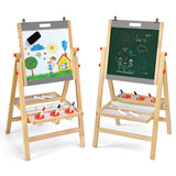Montessori výškovo nastaviteľný skladací drevený stojan | tabuľa a tabuľa | odkladacia miska | 3 roky+