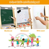 Height Adjustable Folding Wooden Easel | Whiteboard & Blackboard | Storage Tray | 3 Years+