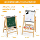Montessori korkeussäädettävä taitettava puinen maalausteline | valkotaulu & liitutaulu | varastointi | 3 vuotta+