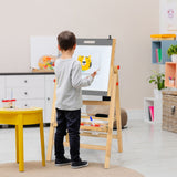 Montessori Höhenverstellbare klappbare Holzstaffelei | Whiteboard & Tafel | Ablagefach | Ab 3 Jahren