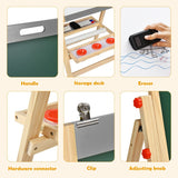 Składana drewniana sztaluga Montessori z regulacją wysokości | Tablica i tablica | Taca do przechowywania z doniczkami | 3 lata+