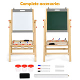 Montessori in hoogte verstelbare opvouwbare houten ezel | Whiteboard met schoolbord | Opbergbak | 3 jaar+