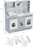 Montessori Legetøjskøkken | Lege køkken med tilbehør | Grå | 3 år+