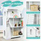 White 3 Tier Large Wooden Montessori Dollhouse Bookcase | Toy Storage