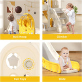 Children’s Montessori Slide Set | Basketball Hoop | Indoor or Outdoor | Yellow or Grey