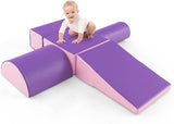 Indoor 5 Piece Montessori Soft Play Equipment | Foam Play Set | Primary Purple and Pink | 6 months+