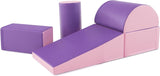 Indoor 5 Piece Montessori Soft Play Equipment | Foam Play Set | Pink and Purple