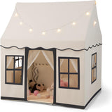 बच्चों का प्लेहाउस तम्बू | खिड़कियाँ और परी रोशनी | बेज या गुलाबी