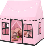बच्चों का प्लेहाउस तम्बू | खिड़कियाँ और परी रोशनी | वेंडी हाउस | बेज या गुलाबी