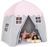 Duży namiot do zabawy dla dzieci | Dom Wendy | Dom zabaw | Różowy i szary