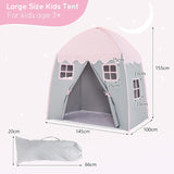 बच्चों का बड़ा प्लेहाउस तम्बू | वेंडी हाउस | खेल का घर | गुलाबी और ग्रे