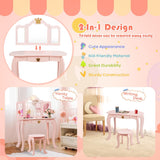 This dressing table and stool set in princess pink is perfect for any princess to indulge in a fairytale of her own.