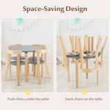 Children’s Wooden Table and 4 Chair Set | Curved Design | Birch & Grey