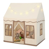 Kinderspielhauszelt | Fenster und Lichterketten | Wendy House | Beige oder Pink