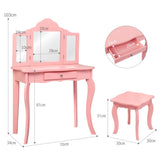 Розовый туалетный столик с тройными зеркалами | Детский туалетный столик | Розовый или белый | 6–13 лет