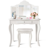 Pink Vanity Unit with Tri-Folding Mirrors | Kids Dressing Table | Pink or White | 6 - 13 Years