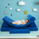 8 PC 2-in-1 Kids Play Couch | Sofa | Modular Soft Play Set | Foam Blocks | Blue