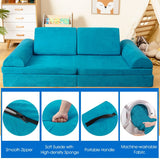 8 Piece Soft Suede Kids Couch/Sofa | Modular Soft Play Set | Foam Building Blocks | Teal