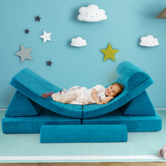 8 Piece Kids Couch/Sofa | Modular Soft Play Set | Foam Blocks | Teal