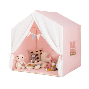 Lasten leikkimökki teltta | Ikkunat ja verhot | Pestävä liukumaton matto | Ruskea tai Pinkki