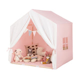 Kids Playhouse Tent | Windows and Curtain | Washable Non-Slip Mat | Brown or Pink