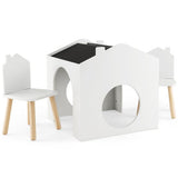 Mesa de madera 3 en 1 con soporte para la columna y 2 sillas | Pizarras | Casa | Guarida | 3 años+
