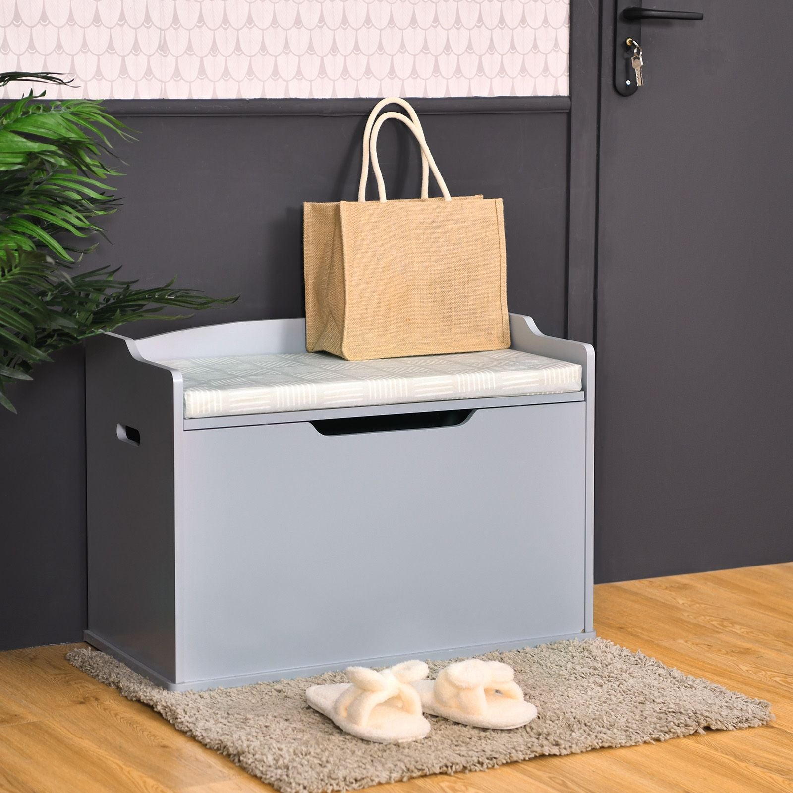 Storage Bench White And Grey Toy Storage Kids Toy Box Storage