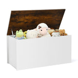 Caixa de brinquedos multifuncional de madeira para crianças | tampa autoportante | caixa de armazenamento de brinquedos de madeira para crianças | branco