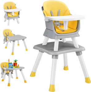 chaise haute multifonctionnelle pour bébé 6 en 1 | Harnais 5 points | Plateau amovible | Gris 