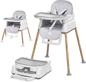 3-in-1 multifunctionele kinderstoel voor baby's | Verstelbaar | Draagbaar | Grijs | 6 maanden +