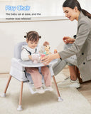 The highchair contains detachable double trays, which are dishwasher safe