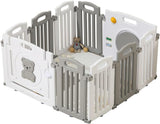 10-Panel-faltbarer und modularer Baby-Laufstall | Bällebad | Grau und Weiß | Optionale Schaumstoffmatten