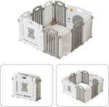 10-Panel-faltbarer und modularer Baby-Laufstall | Bällebad | Grau und Weiß | Optionale Schaumstoffmatten