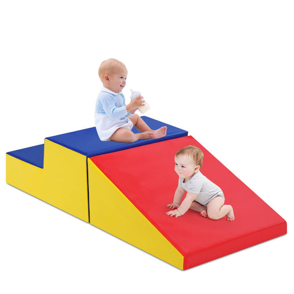 Small Soft Play Equipment | 2 Piece Climb & Slide Foam Play Set | Colour Options | 6m+