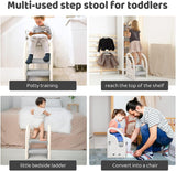 Toddler's Multi-Use Chunky and Funky Non Slip Plastic Step Stool | White & Grey