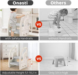 Toddler's Multi-Use Chunky and Funky Non Slip Plastic Step Stool | White & Grey