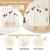 Kids Play Tent | Fabric and Screen Curtains | Indoor & Outdoor | Cream