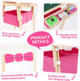 Pink Bow Height Adjustable Double Sided Easel | Whiteboard & Chalkboard | Paper Roller | Art Supplies