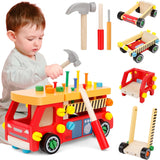 Wooden Montessori Toy Truck | Workbench | Wooden Tools Playset | 62pcs | 36m+