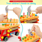 Wooden Montessori Toy Truck | Workbench | Wooden Tools Playset | 62pcs | 36m+